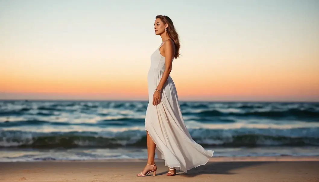 Perfect beach attire with stylish swimwear and accessories.